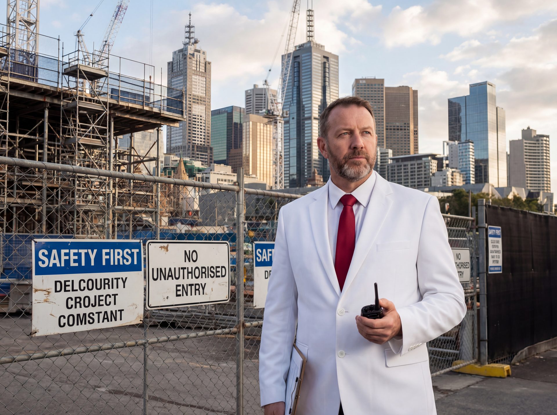 Security guard at Melbourne construction site